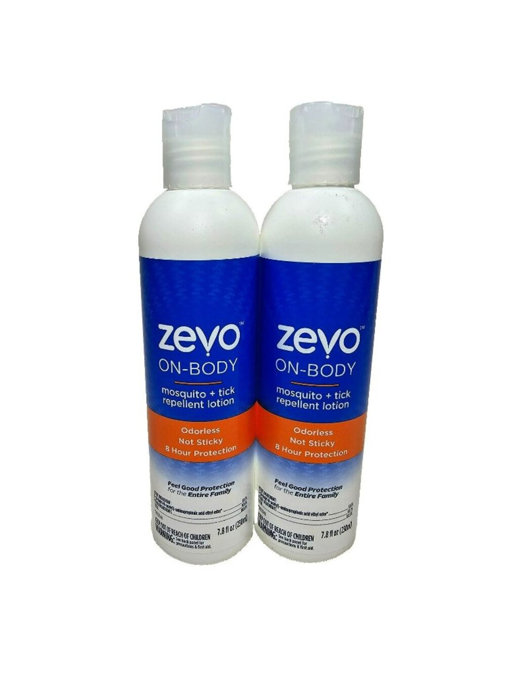 Lot of 2 Zevo On-Body Mosquito Tick Insect Repellent Lotion 8hr Scent Free 7.8
